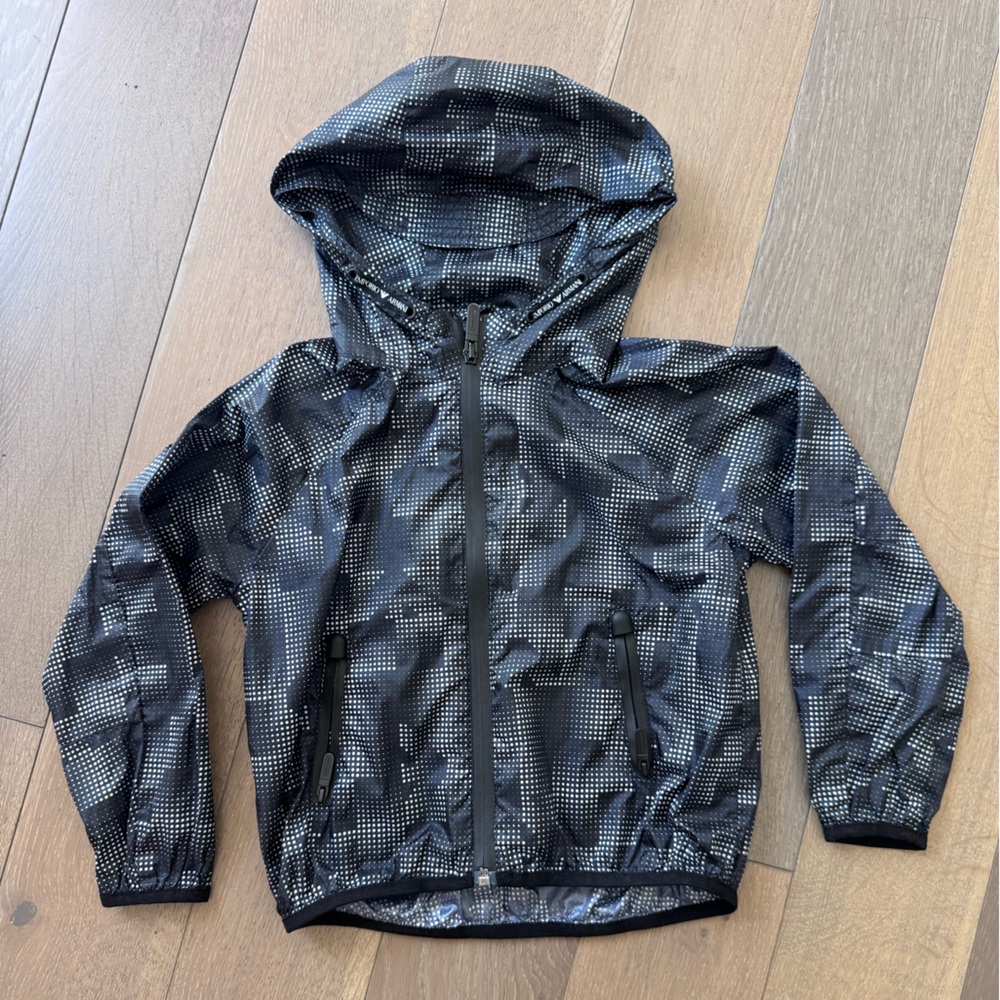 Emporio Armani Black and Gray Patterned Windbreaker